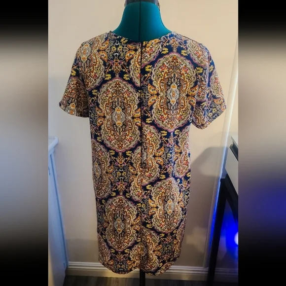 Mika & Gala Paisley Multucolor Print Midi Tunic Style Dress, 8 Medium - Picture 3 of 6